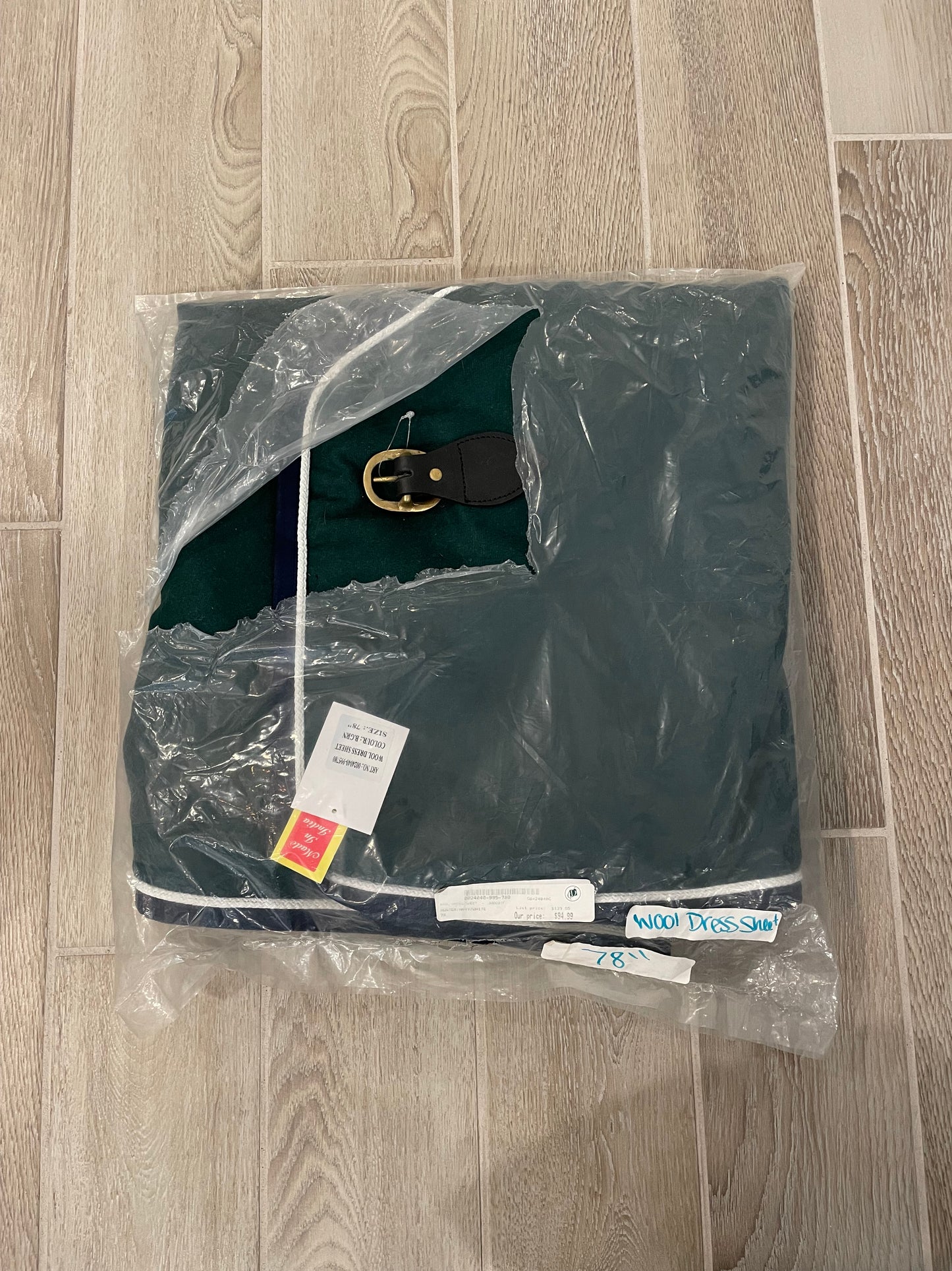 Dover Riders International Hunter Green Wool Dress Sheet/Cooler - New - 78”