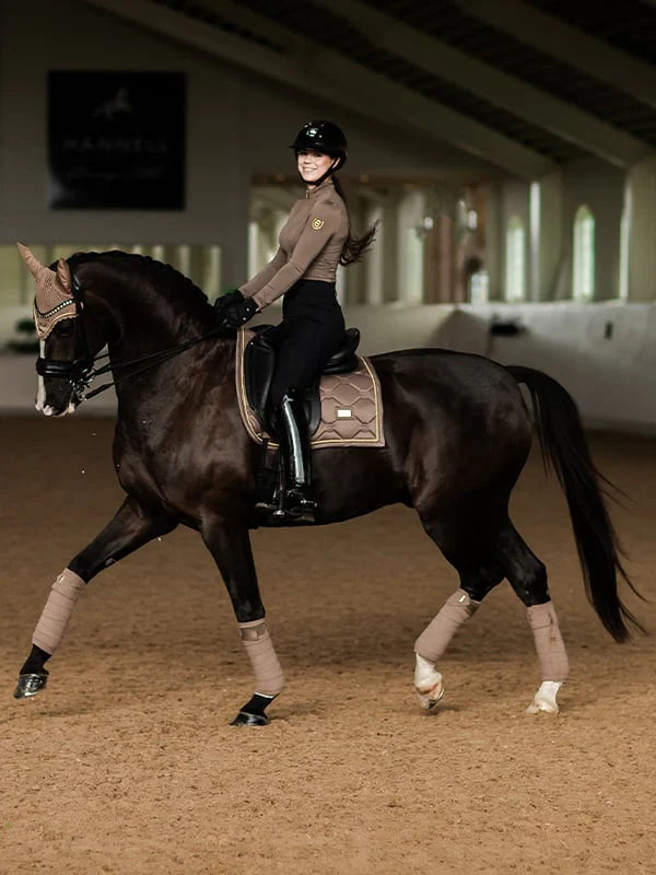 Equestrian Stockholm Champagne - Full Size Dressage Pad and Bonnet