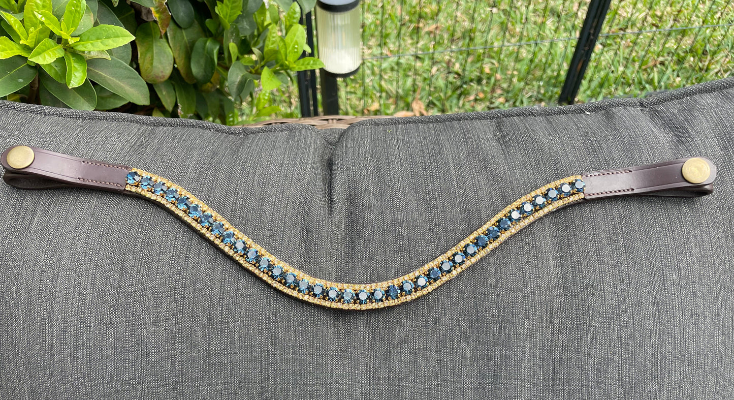 Montana Blue and Gold 3 Row Preciosa Browband