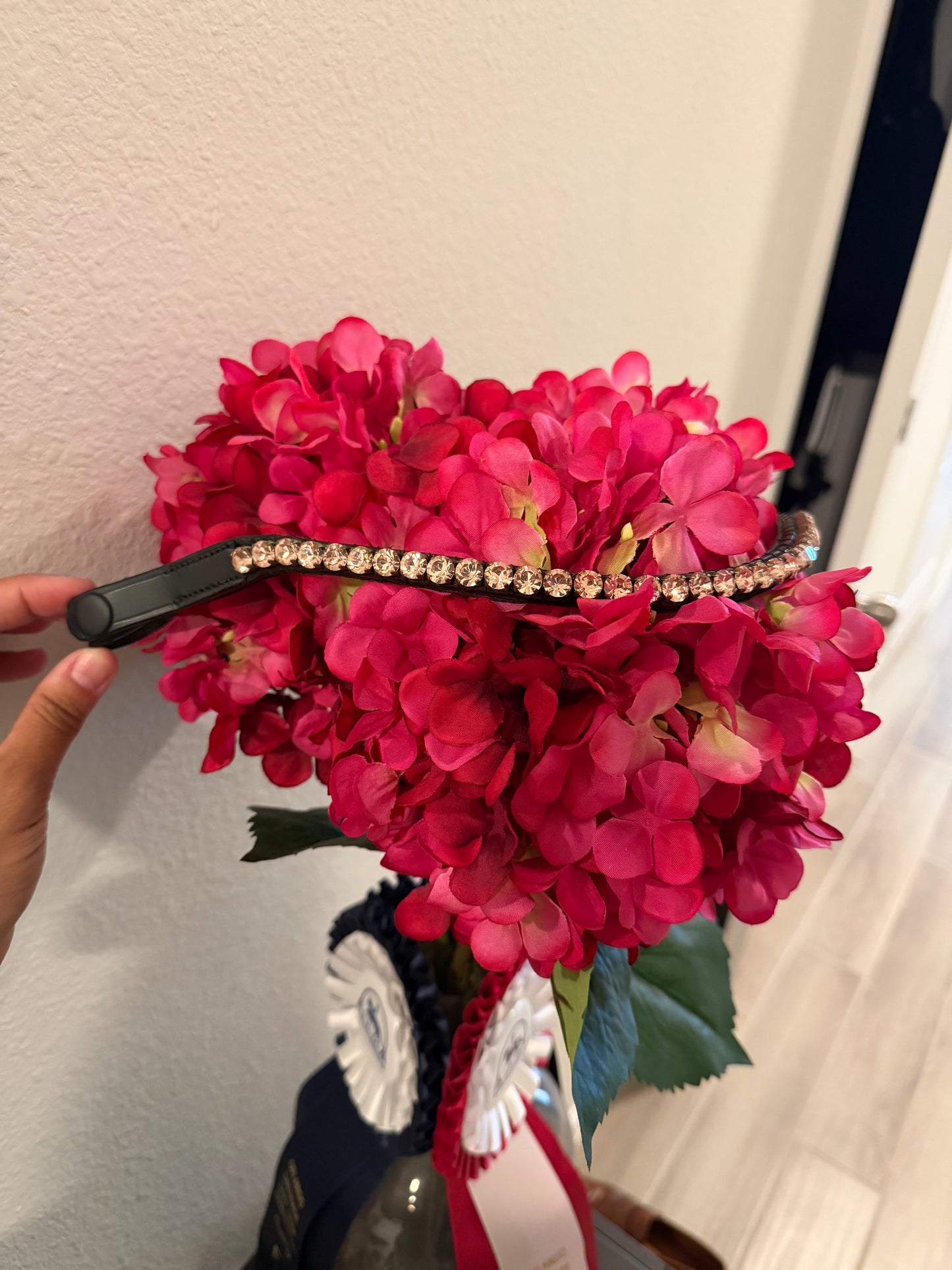 Vintage Rose Single Row 8 mm Preciosa Browband