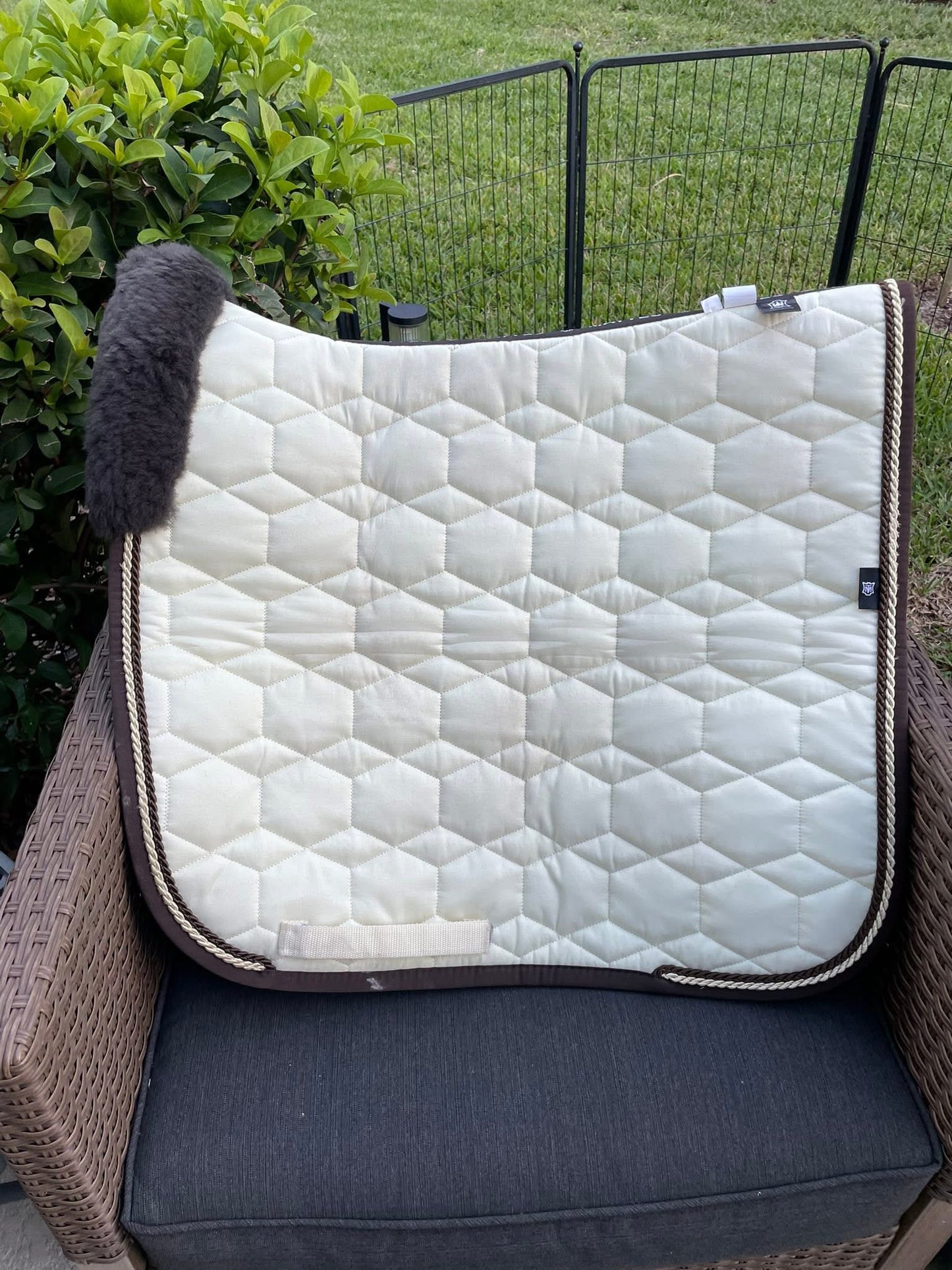 E.A. Mattes Dressage Saddle Pad - Cream/Brown