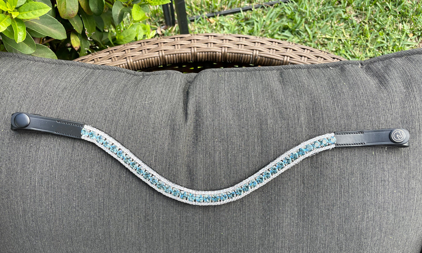 Smoked Sapphire and Silver 3 Row Preciosa Browband