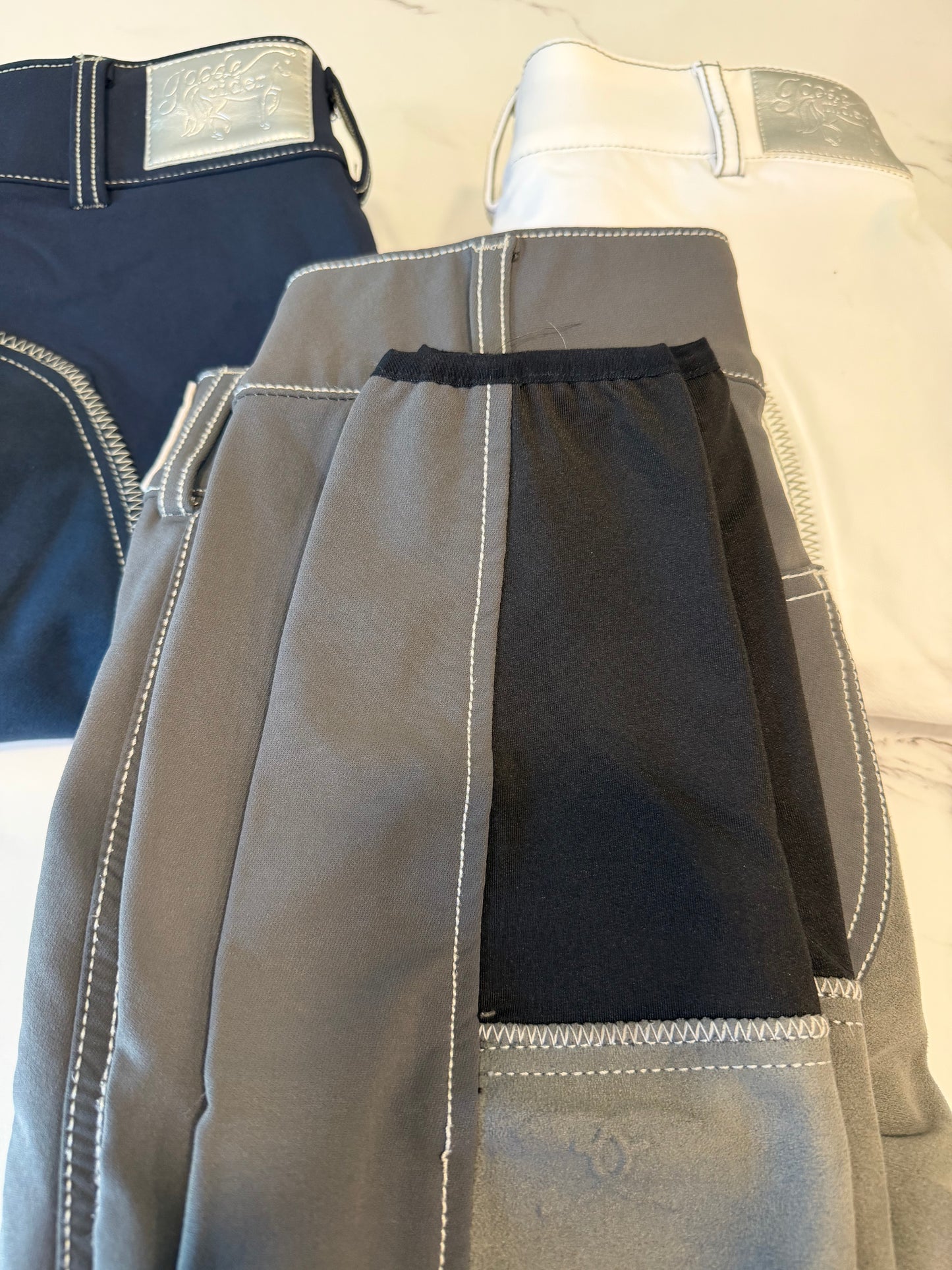 Goode Rider Contrast Stitch Breech - Full Suede Seat