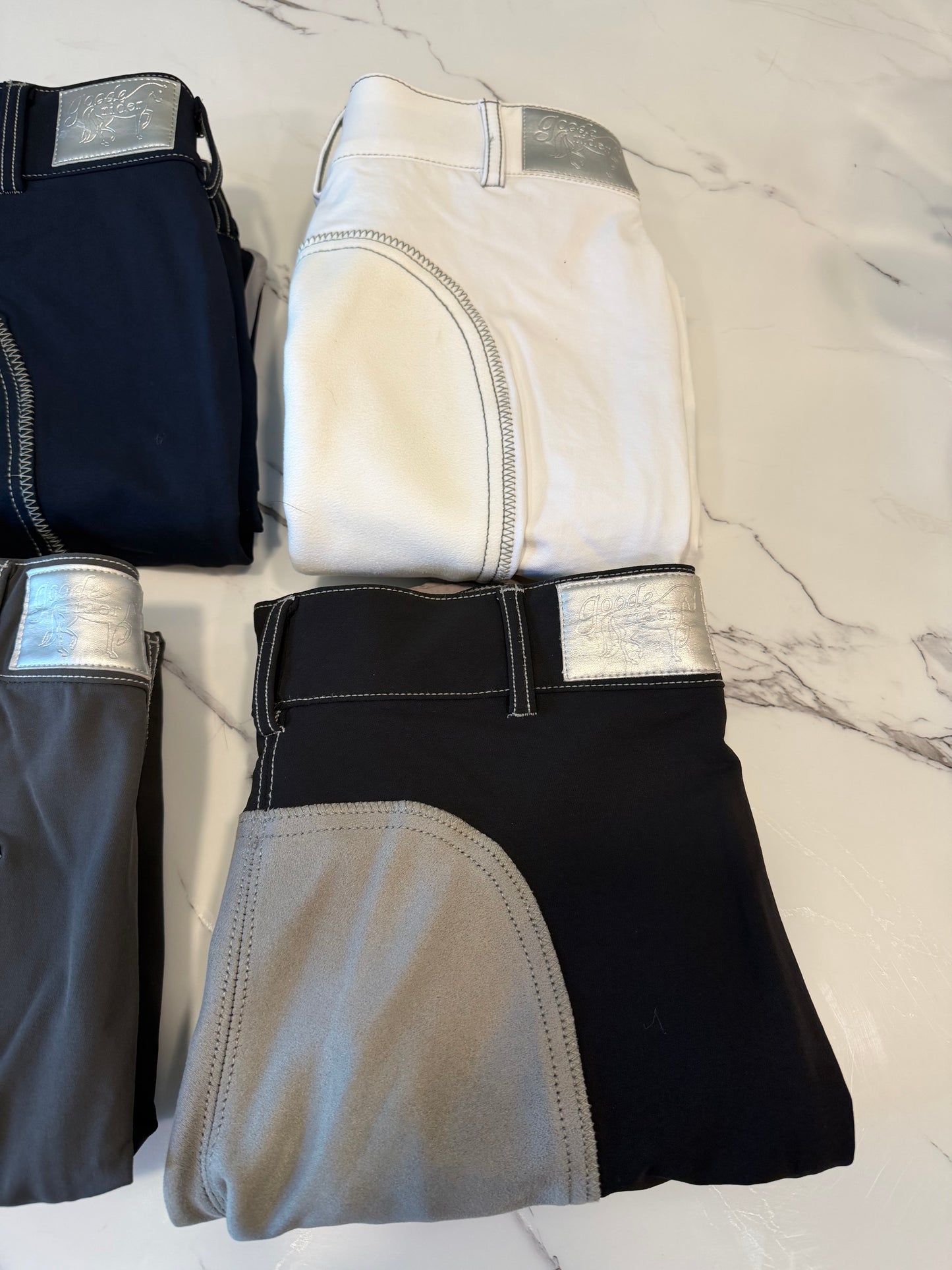 Goode Rider Contrast Stitch Breech - Full Suede Seat