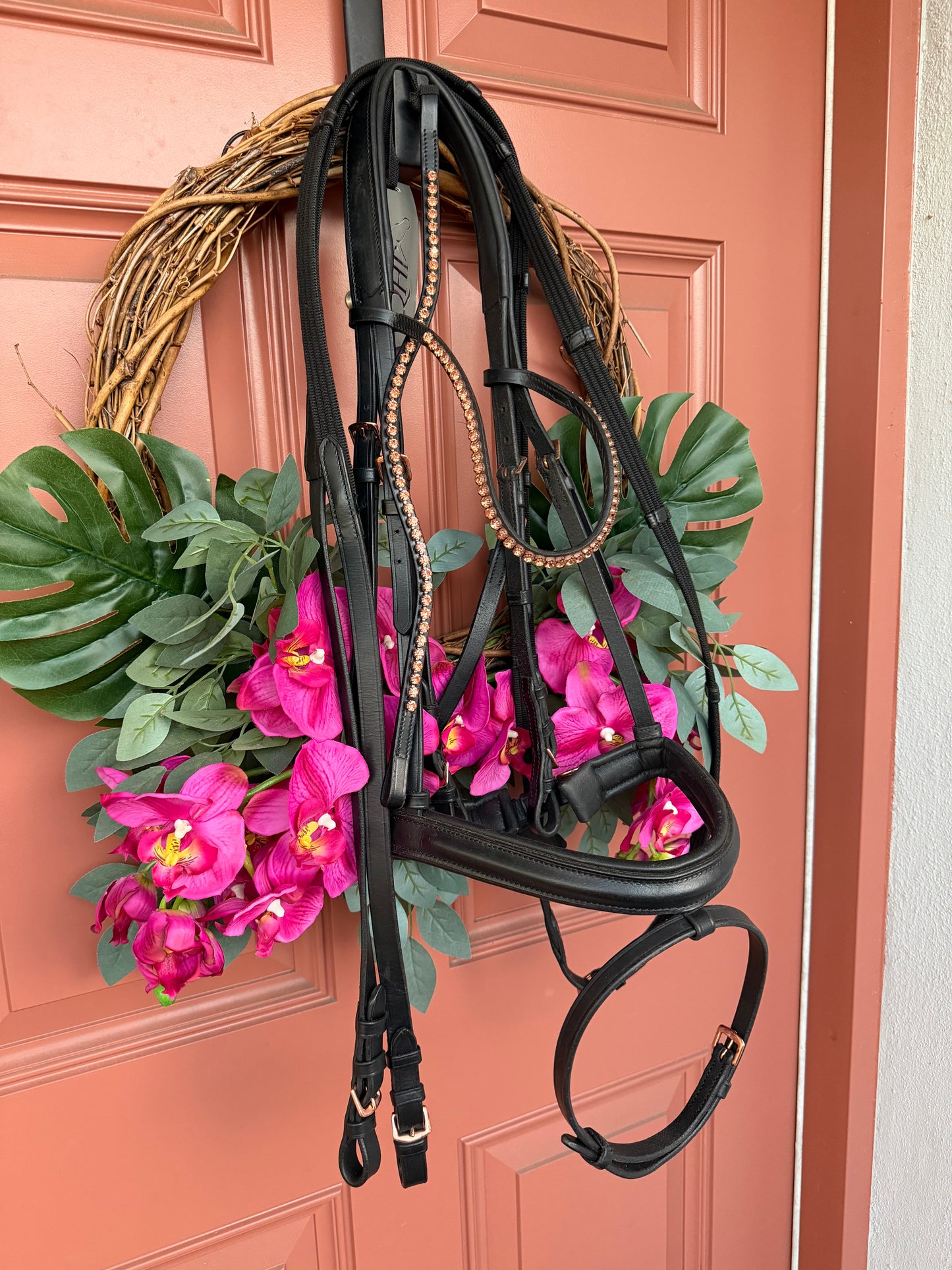 HKM Bridle Rose Gold Glamour - Full Size with Reins - Gently used
