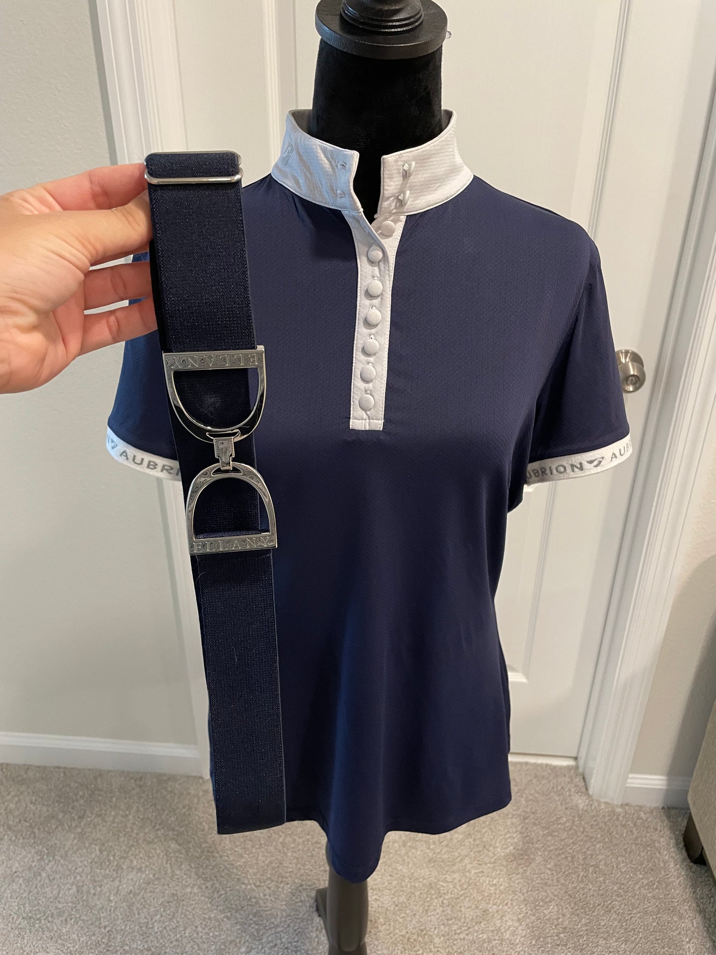 Aubrion Chester Show Shirt - Large - Navy with Matching ELLANY Belt