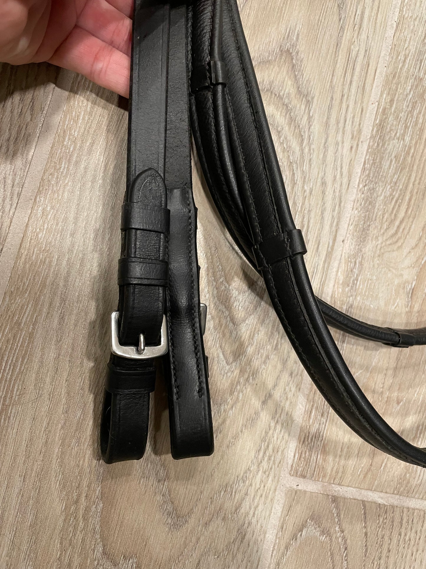 Lumiere Black White Patent Double Bridle - Adeline - with two sets of reins