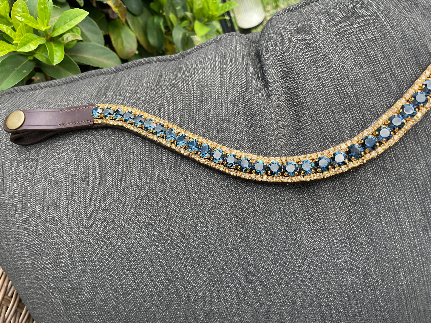 Montana Blue and Gold 3 Row Preciosa Browband