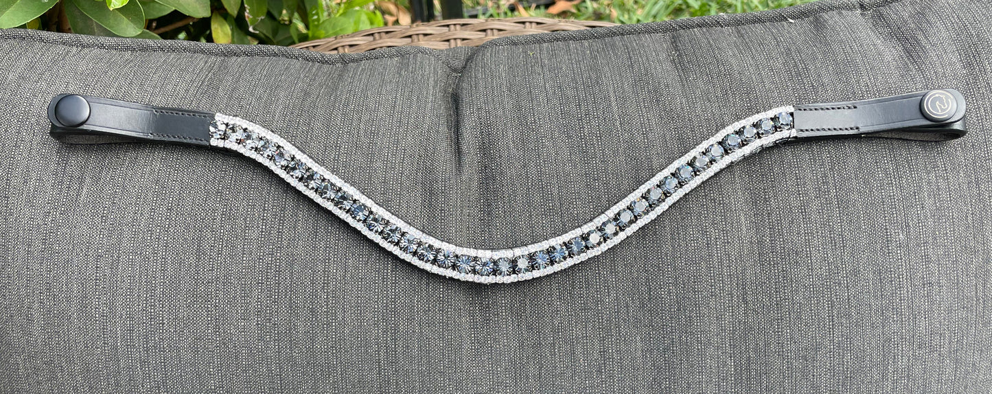 Crystal Nightfall and Silver 3 Row Preciosa Browband