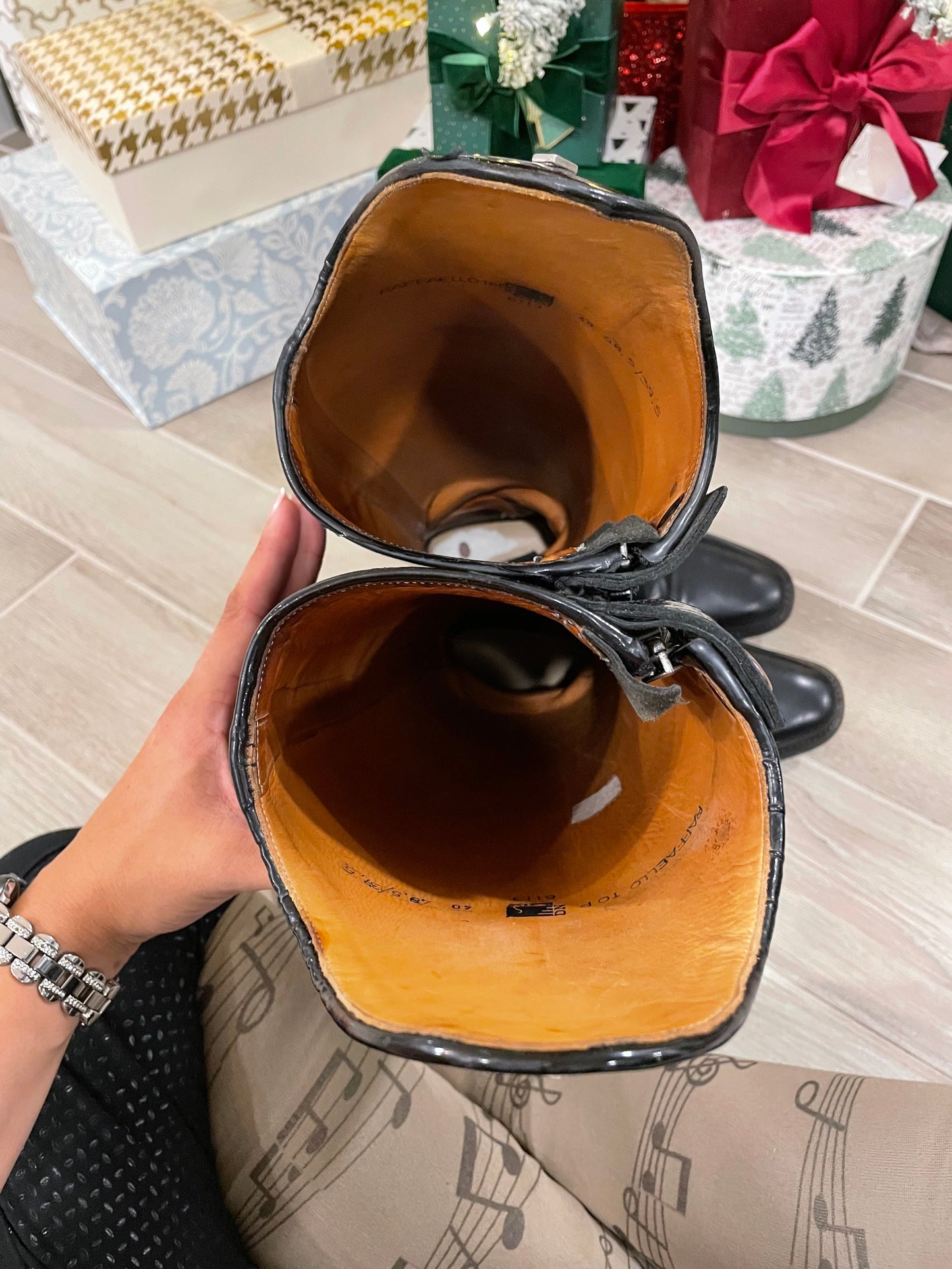 Deniro Brushed Black Dress Boots - 40 Foot / 37.5 - 39 Calf / 48 Height