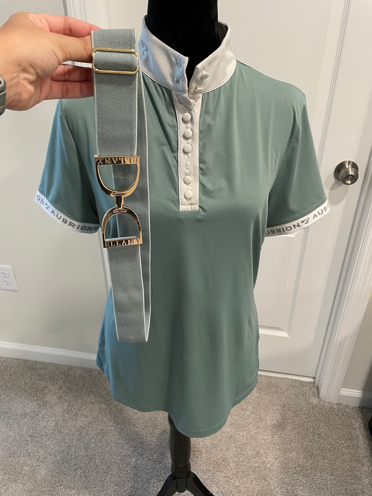 Aubrion Chester Show Shirt - Large - Sage Green with Matching ELLANY Belt