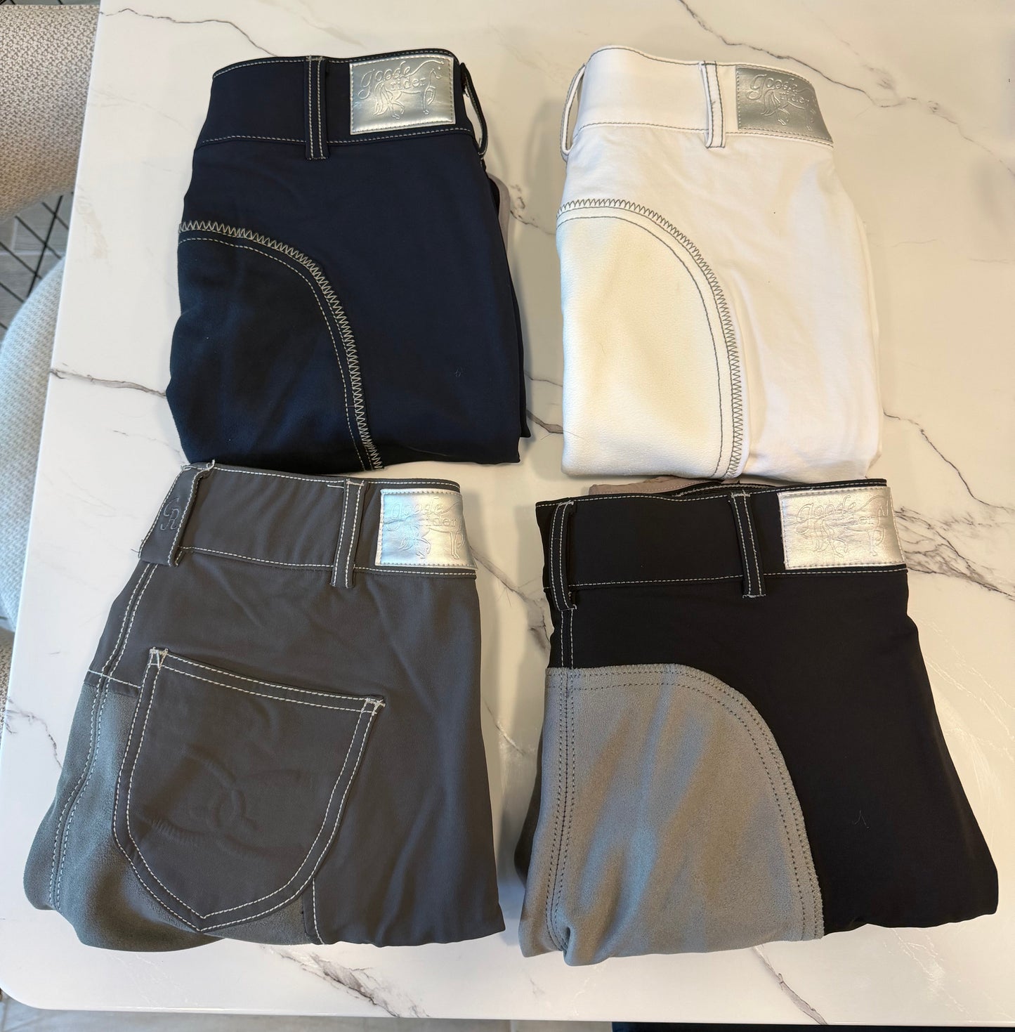 Goode Rider Contrast Stitch Breech - Full Suede Seat