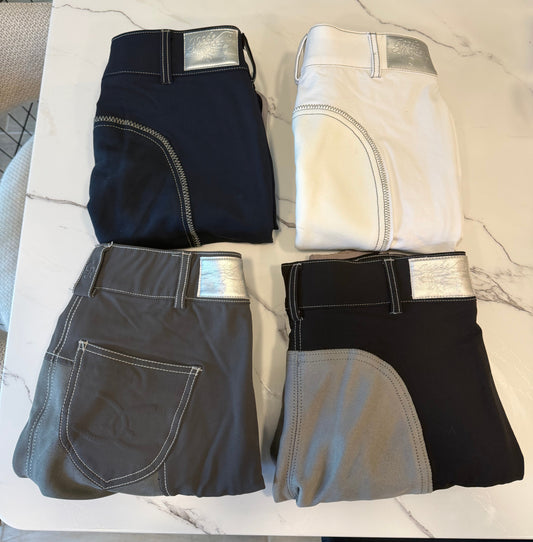 Goode Rider Contrast Stitch Breech - Full Suede Seat