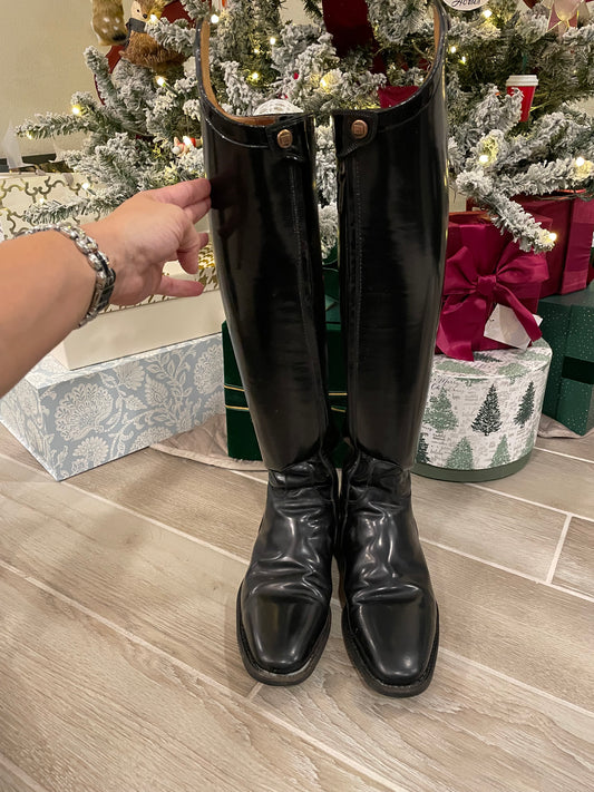 Deniro Brushed Black Dress Boots - 40 Foot / 37.5 - 39 Calf / 48 Height