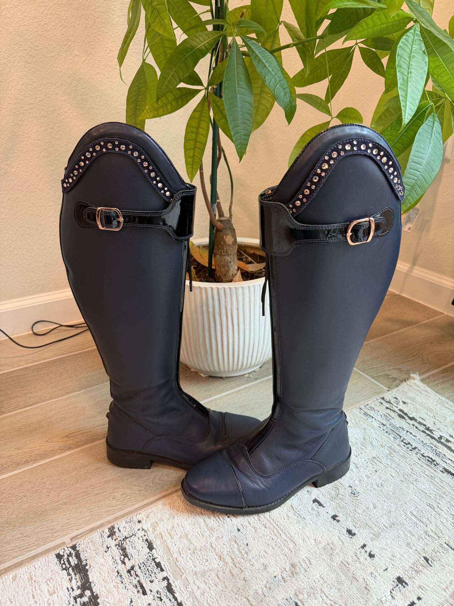 HKM Trinity Dress Boot - Navy/Rose Gold - EU 36 cm Foot / 41 cm Height / 36-37.5 cm Calf