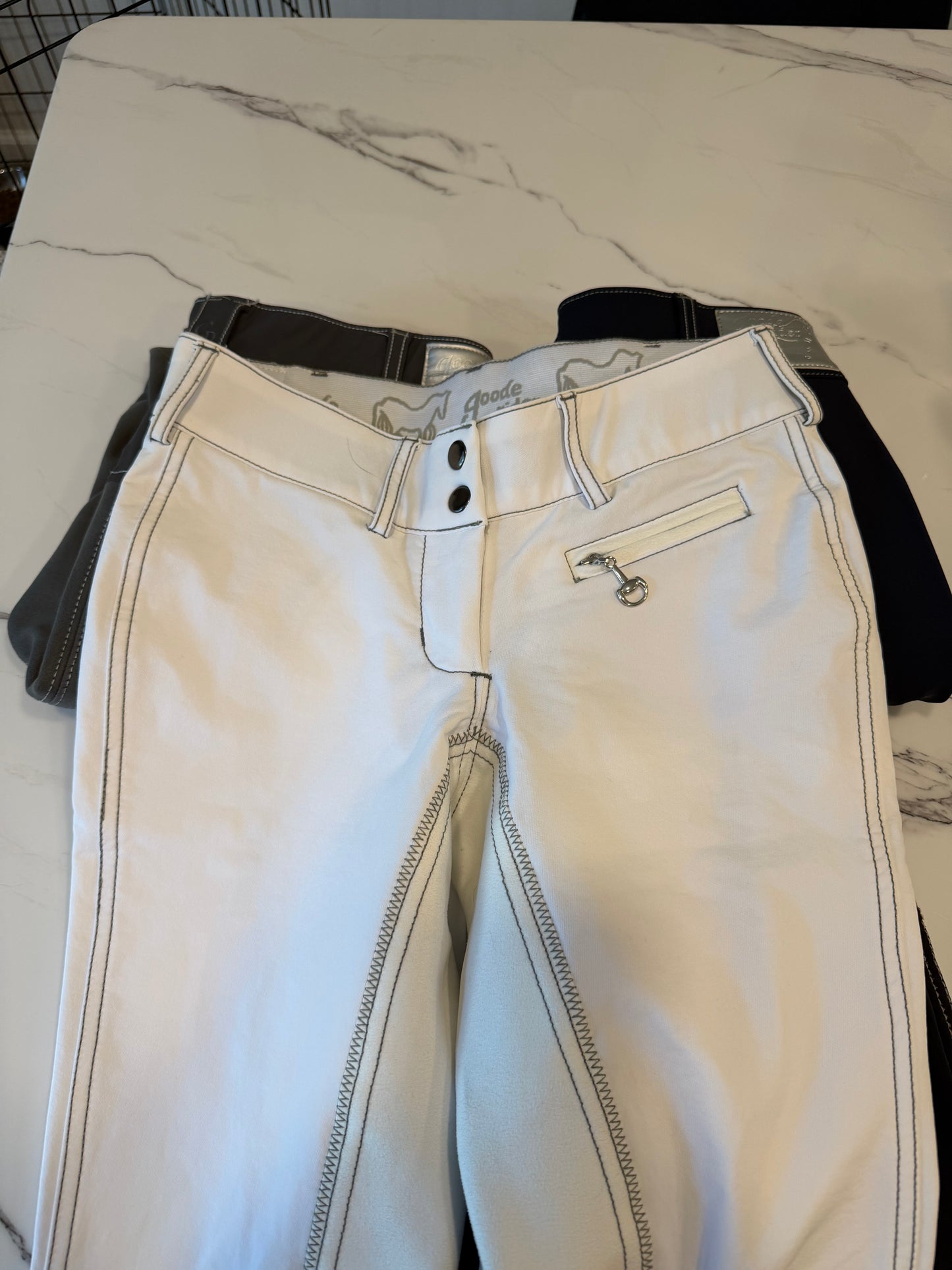Goode Rider Contrast Stitch Breech - Full Suede Seat