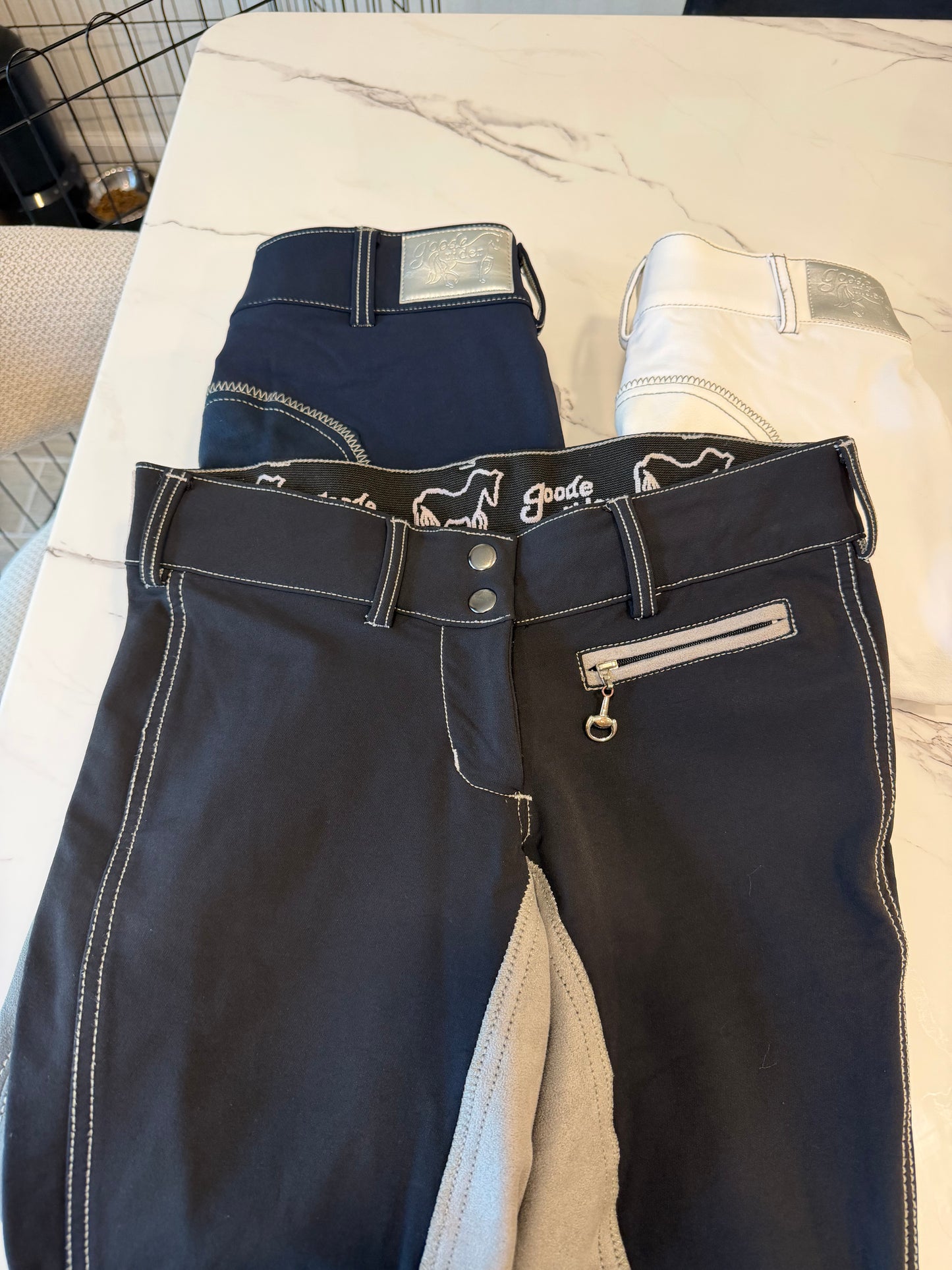 Goode Rider Contrast Stitch Breech - Full Suede Seat