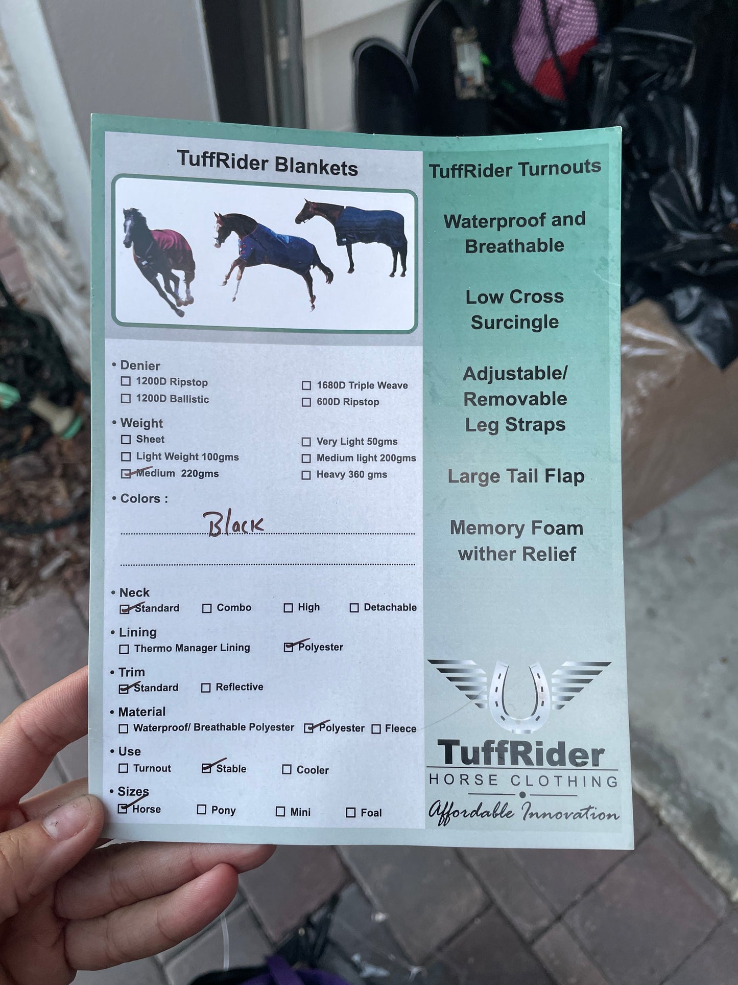 TuffRider Medium 220g Stable Blanket - 81”