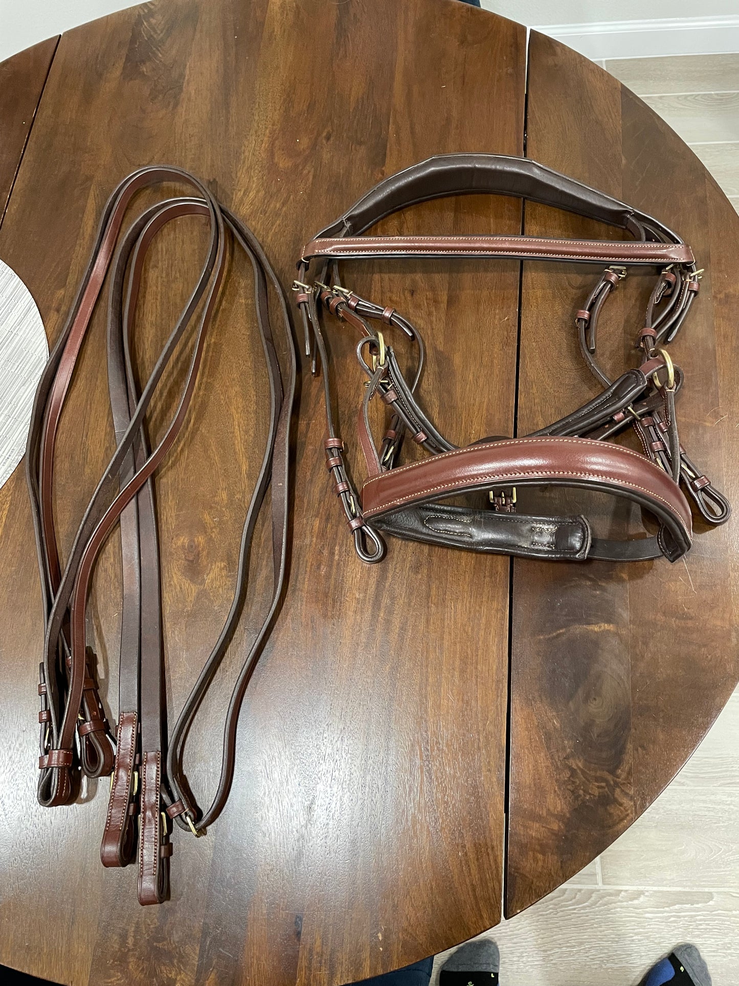 Unbranded Brown Double Bridle with Reins