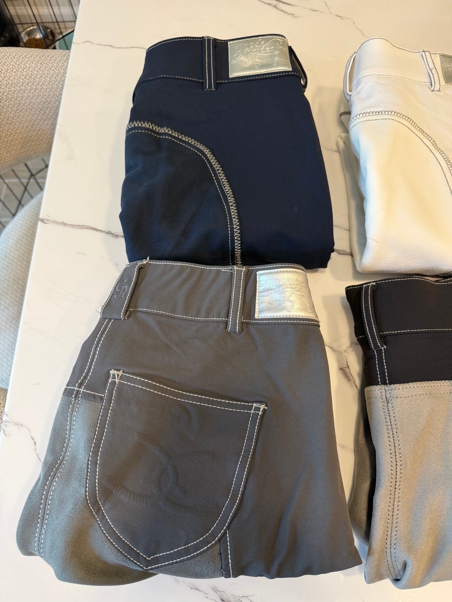 Goode Rider Contrast Stitch Breech - Full Suede Seat