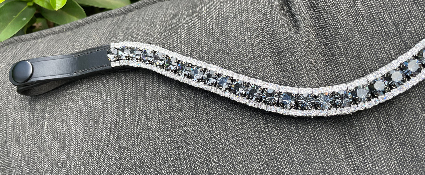 Crystal Nightfall and Silver 3 Row Preciosa Browband