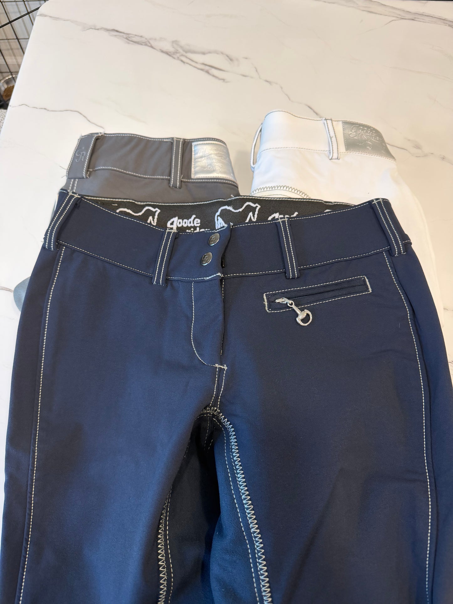 Goode Rider Contrast Stitch Breech - Full Suede Seat
