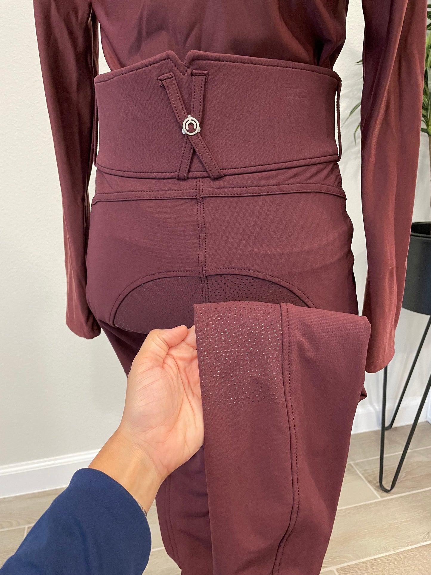 Montar Briella Crystal Placket Long Sleeve Polo and Breeches Set - Plum