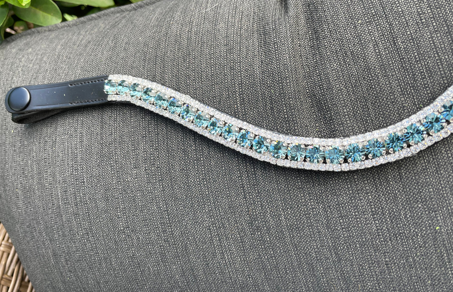 Smoked Sapphire and Silver 3 Row Preciosa Browband