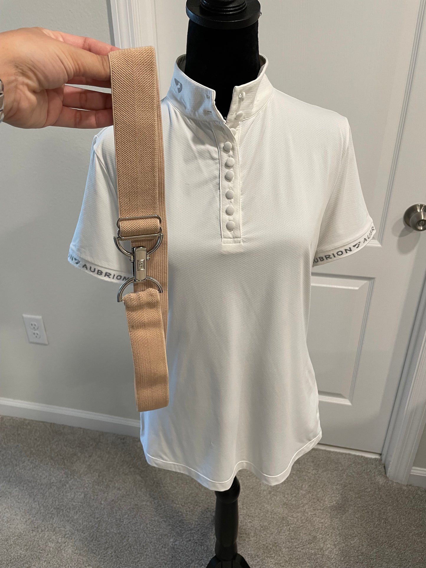 Aubrion Chester Show Shirt - Large - White with Beige Belt