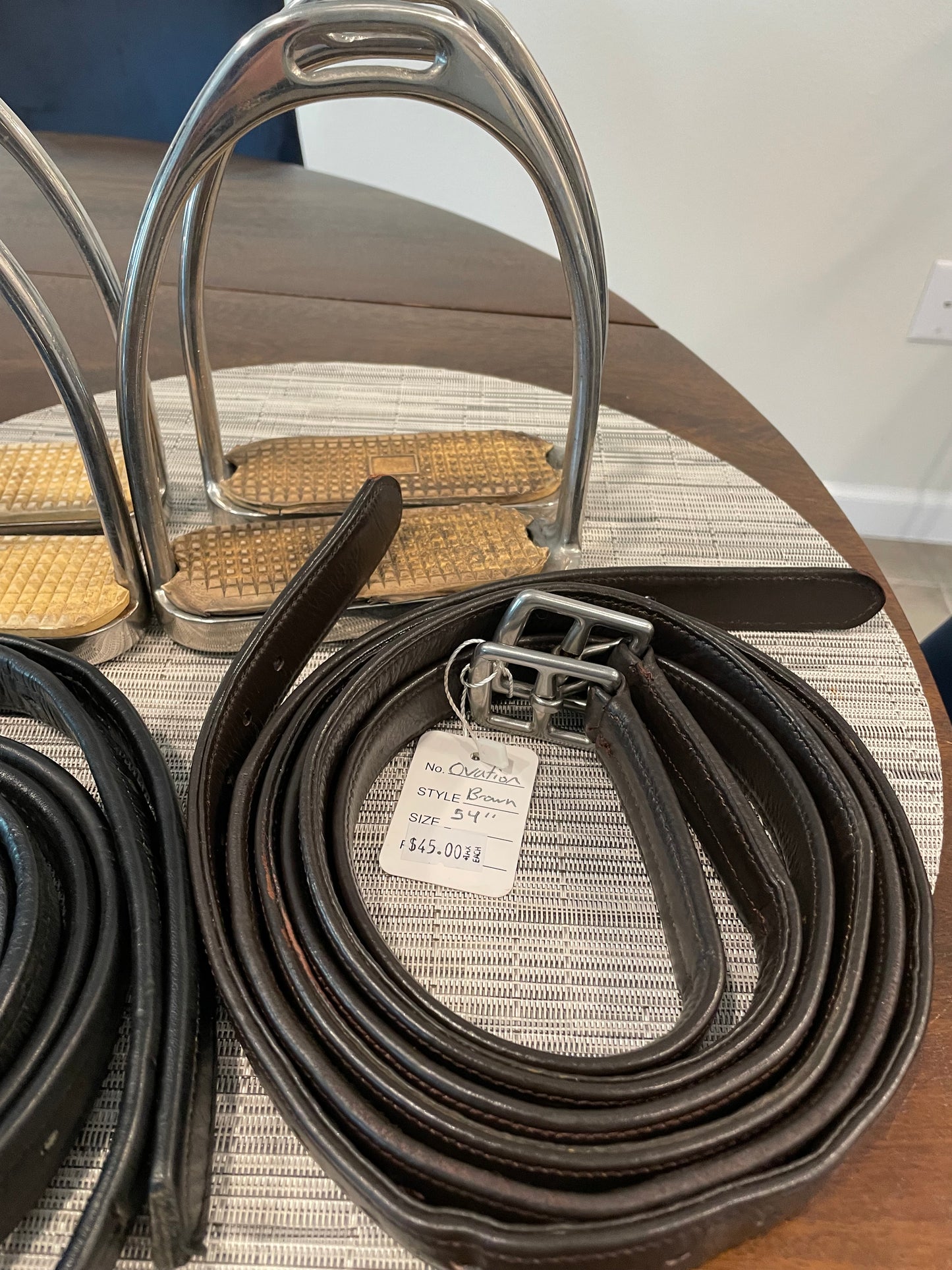 Ovation Lined Stirrup Leathers - 54” Brown
