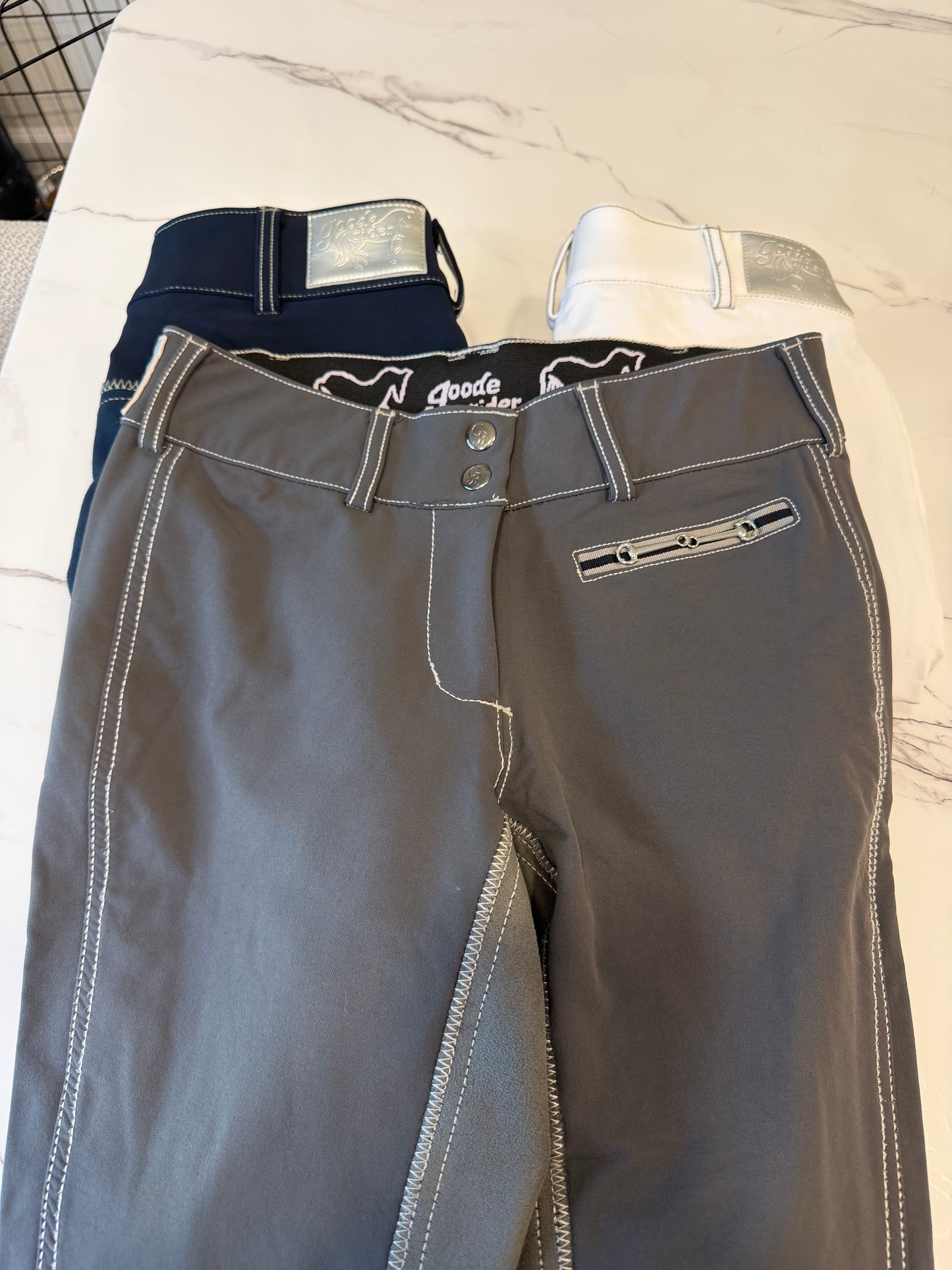 Goode Rider Contrast Stitch Breech - Full Suede Seat