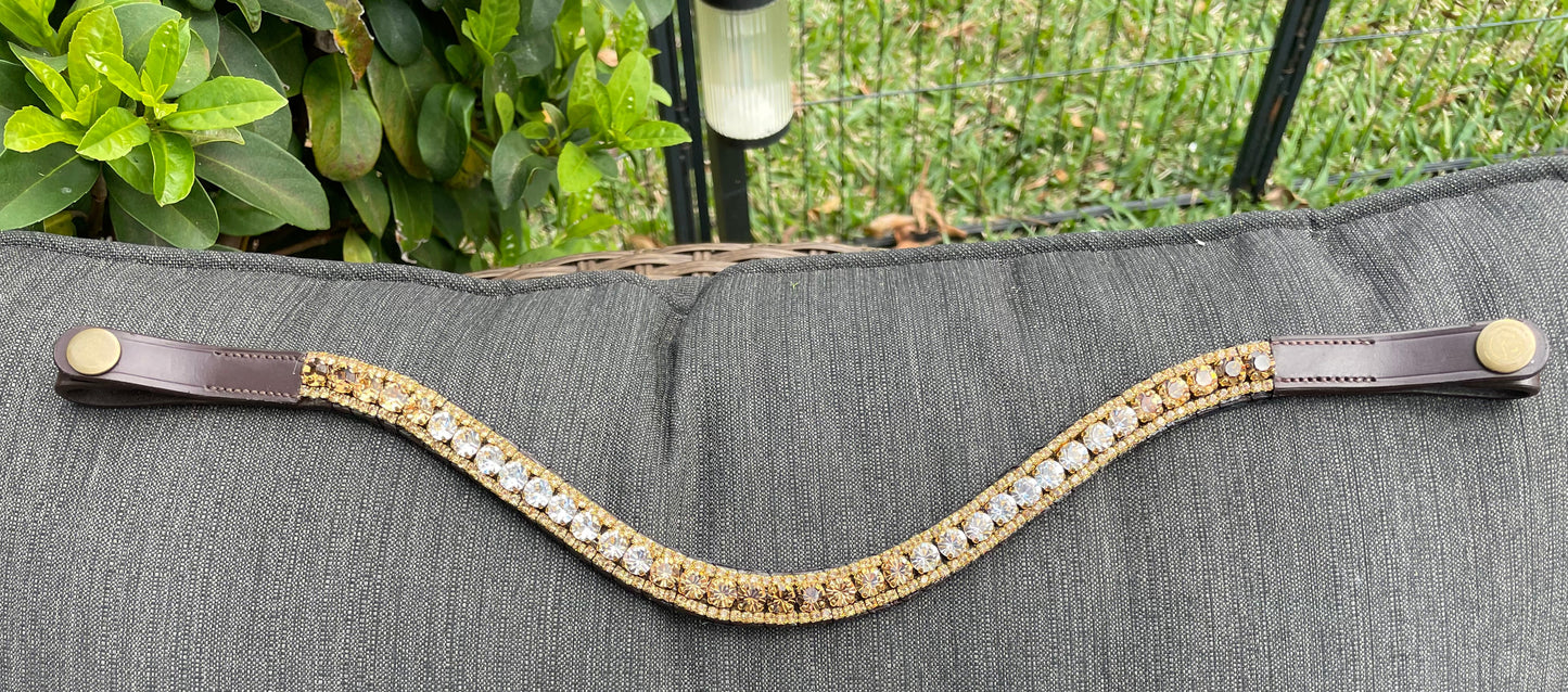 Topaz Fade and Gold 3 Row Preciosa Browband