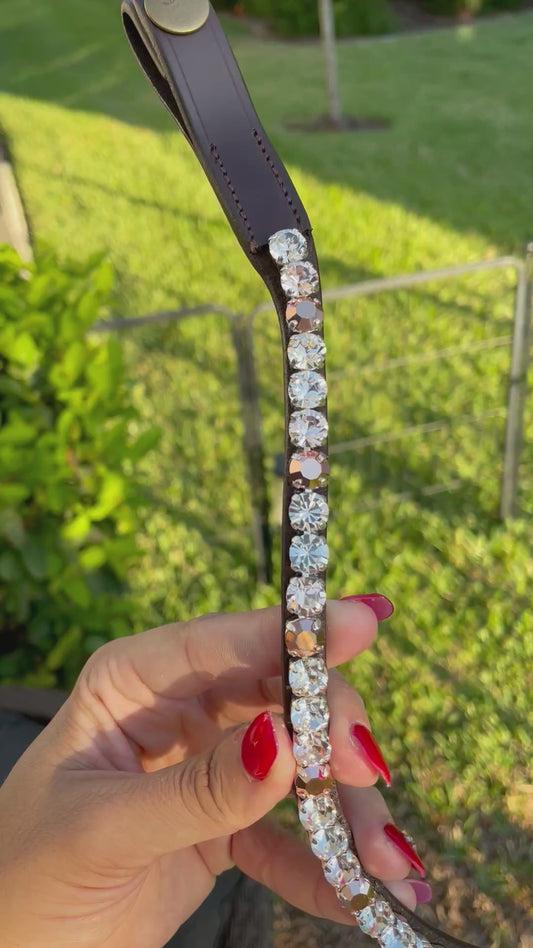 Champagne Alternating Single Row 8 mm Preciosa Browband