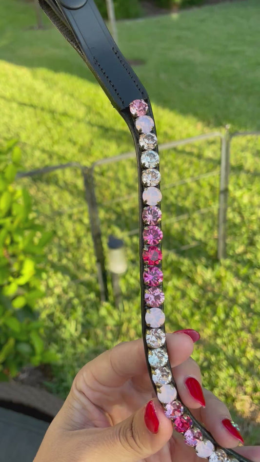 Shades of Pink Alternating Single Row 8 mm Preciosa Browband