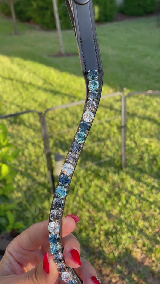 Shades of Blue Alternating Single Row 8 mm Preciosa Browband